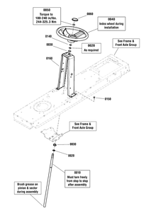 Steering Group Diagram and Parts List for 2690930-01-MT24520H 2012 Briggs and Stratton Lawn Tractor
